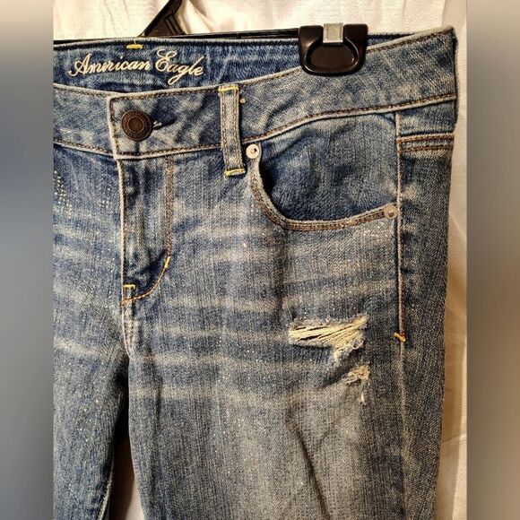 American Eagle Outfitters Distressed Stretch Skinny Jeans Denim Pants Sz 10 - Picture 6 of 16